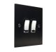 Penland 2G 2W 10A Rocker Switch in Brushed Aluminium Satin Black with Polished Stainless insert with Black Trim