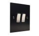 Penland 2G 2W 10A Rocker Switch in Brushed Aluminium Satin Black with Satin Stainless insert with Black Trim