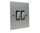 Penland 2 G 2Way 10A Rocker Switch in Brushed Aluminium-Satin Silver with Polished Stainless insert and Black trim