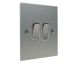 Penland 2 G 2Way 10A Rocker Switch in Brushed Aluminium-Satin Silver with Polished Stainless Inserts and White trim