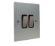 Penland 2 G 2Way 10A Rocker Switch in Brushed Aluminium-Satin Silver with Satin Stainless insert with Black Trim