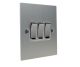 Penland 3 G 2Way 10A Rocker Switch in Brushed Aluminium-Satin Silver with Polished Stainless Inserts and White trim