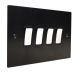 Penland 4G 2W 10A Rocker Switch in Brushed Aluminium Satin Black with Polished Stainless insert with Black Trim