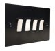 Penland 4G 2W 10A Rocker Switch in Brushed Aluminium Satin Black with Satin Stainless insert with Black Trim