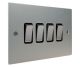 Penland 4 G 2Way 10A Rocker Switch in Brushed Aluminium-Satin Silver with Polished Stainless insert and Black trim