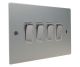 Penland 4 G 2Way 10A Rocker Switch in Brushed Aluminium-Satin Silver with Polished Stainless Inserts and White trim