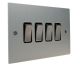 Penland 4 G 2Way 10A Rocker Switch in Brushed Aluminium-Satin Silver with Satin Stainless insert with Black Trim