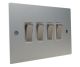 Penland 4 G 2Way 10A Rocker Switch in Brushed Aluminium-Satin Silver with Satin Stainless inserts with White trim