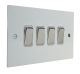 Penland 4 G 2Way 10A Rocker Switch in Gloss White with Polished Stainless Rockers with White trim