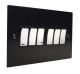 Penland 6G 2W 10A Rocker Switch in Brushed Aluminium Satin Black with Polished Stainless insert with Black Trim