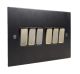 Penland 6 G 2Way 10A Rocker Switch in Brushed Aluminium Matt Black with Antique Brass insert with Black Trim