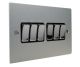 Penland 6 G 2Way 10A Rocker Switch in Brushed Aluminium-Satin Silver with Polished Stainless insert and Black trim