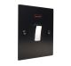 Penland 1G Double Pole 20A Rocker Switch with Neon in Brushed Aluminium Satin Black with Polished Stainless insert with Black T