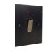 Penland 1G Double Pole 20A Rocker Switch with Neon in Brushed Aluminium Matt Black with Antique Brass insert with Black Trim