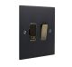 Penland 1G 13A Switch Fuse Spur in Brushed Aluminium Matt Black with Antique Brass insert with Black Trim