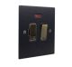 Penland 1G 13A Switch Fuse Spur with Neon in Brushed Aluminium Matt Black with Antique Brass insert with Black Trim