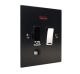 Penland 1G 13A Switch Fuse Spur with Neon and Flex Outlet in Brushed Aluminium Satin Black with Polished Stainless insert with