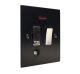 Penland 1G 13A Switch Fuse Spur with Neon and Flex Outlet in Brushed Aluminium Satin Black with Satin Stainless insert with Bla