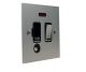 Penland 1G 13A Switched Fuse Spur with Neon and Flex Outlet in Brushed Aluminium-Satin Silver with Polished Stainless insert and