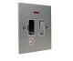 Penland 1 G 13A Switch Fuse Spur with Neon and Flex Outlet in Brushed Aluminium-Satin Silver with Polished Stainless Inserts and