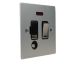 Penland 1 G 13A Switch Fuse Spur with Neon and Flex Outlet in Brushed Aluminium-Satin Silver with Satin Stainless insert with Bl