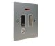 Penland 1 G 13A Switch Fuse Spur with Neon and Flex Outlet in Brushed Aluminium-Satin Silver with Satin Stainless inserts with W