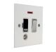 Penland 1 G 13A Switch Fuse Spur with Neon and Flex Outlet in Gloss White with Polished Stainless Rockers with White trim 