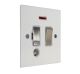 Penland 1 G 13A Switch Fuse Spur with Neon and Flex Outlet in Gloss White with Satin Stainless Rockers with White trim 