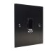 Penland 1G 13A Unswitched Fuse Spur in Brushed Aluminium Satin Black with Polished Stainless insert with Black Trim