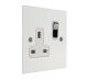 Penland 1 G 13A Switched Socket in Gloss White with Polished Stainless Rockers with White trim 