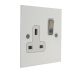 Penland 1 G 13A Switched Socket in Gloss White with Satin Stainless Rockers with White trim 