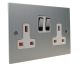 Penland 2 G 13A Switched Socket in Brushed Aluminium-Satin Silver with Polished Stainless Inserts and White trim