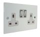 Penland 2 G 13A Switched Socket in Gloss White with Polished Stainless Rockers with White trim