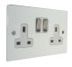 Penland 2 G 13A Switched Socket in Gloss White with Satin Stainless Rockers with White trim