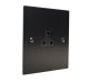 Penland 1G 2A Unswitched Socket in Brushed Aluminium Matt Black with Black Insert