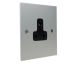 Penland 1G 5A Unswitched Socket in Brushed Aluminium-Satin Silver with Black insert