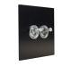 Penland 2G 2W 20A  Satin Toggle Switch in Brushed Aluminium Satin Black with Satin Stainless toggles