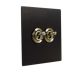 Penland 2G 2W 20A  Matt Toggle Switch in Brushed Aluminium Matt Black with Antique Brass toggles