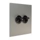 Penland 2G 2Way 20A Black Nickel Toggle Switch in Brushed Aluminium-Satin Silver