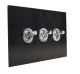 Penland 3G 2W 20A Satin Toggle Switch in Brushed Aluminium Satin Black with Satin Stainless toggles