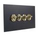 Penland 4G 2W 20A Matt Toggle Switch  in Brushed Aluminium Matt Black with Antique Brass Toggles