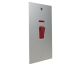 Penland 45A DP Cooker Switch with Neon on a Vertical Twin Plate in Brushed Aluminium-Satin Silver with White insert 