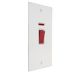 Penland 45A DP Cooker Switch with Neon on a Vertical Twin Plate in Gloss White with White inserts