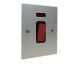 Penland 45A DP Cooker Switch with Neon on a Single Square Plate in Brushed Aluminium-Satin Silver with Black insert 