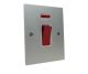 Penland 45A DP Cooker Switch with Neon on a Single Square Plate in Brushed Aluminium-Satin Silver with White insert 