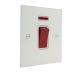 Penland 45A DP Cooker Switch with Neon on a Single Square Plate in Gloss White with White inserts