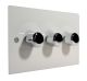 Penland 3 G 2Way  LED  Dimmer Switch in Gloss White with Polished Stainless Knobs