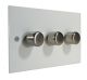 Penland 3 G 2Way LED  Dimmer Switch in Gloss White with Satin Stainless Knobs