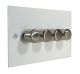 Penland 4 G 2W  LED Dimmer Switch in Gloss White with Satin Stainless Knobs