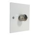 Penland 1G Fan Control Dimmer Switch in Gloss White with Satin Stainless Knobs.